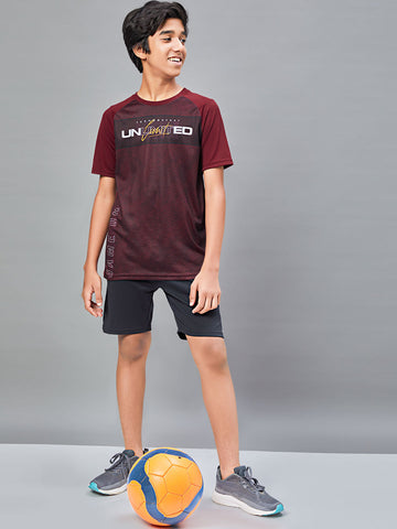 Boys Printed Slim Fit Crew Neck T-shirt with TECHNOLITE