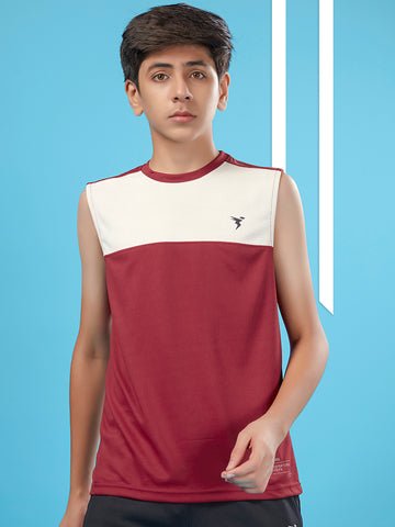 Boys Colorblock Slim Fit Round Neck T-shirt with TECHNO COOL+