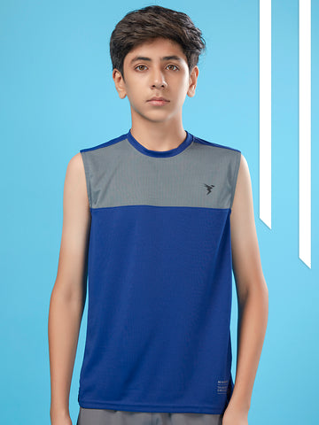 Boys Colorblock Slim Fit Round Neck T-shirt with TECHNO COOL+