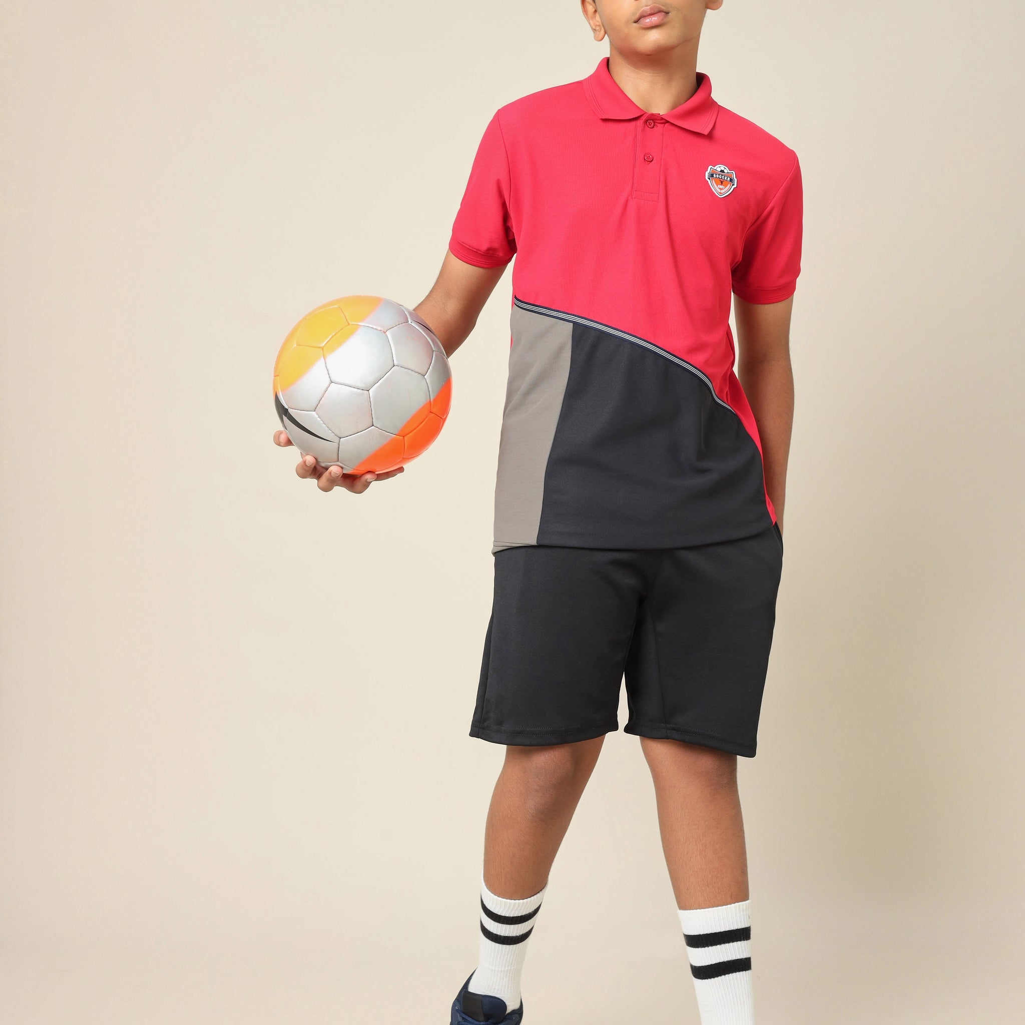 Boys Colorblock Slim Fit Polo T-shirt with MATPIQ