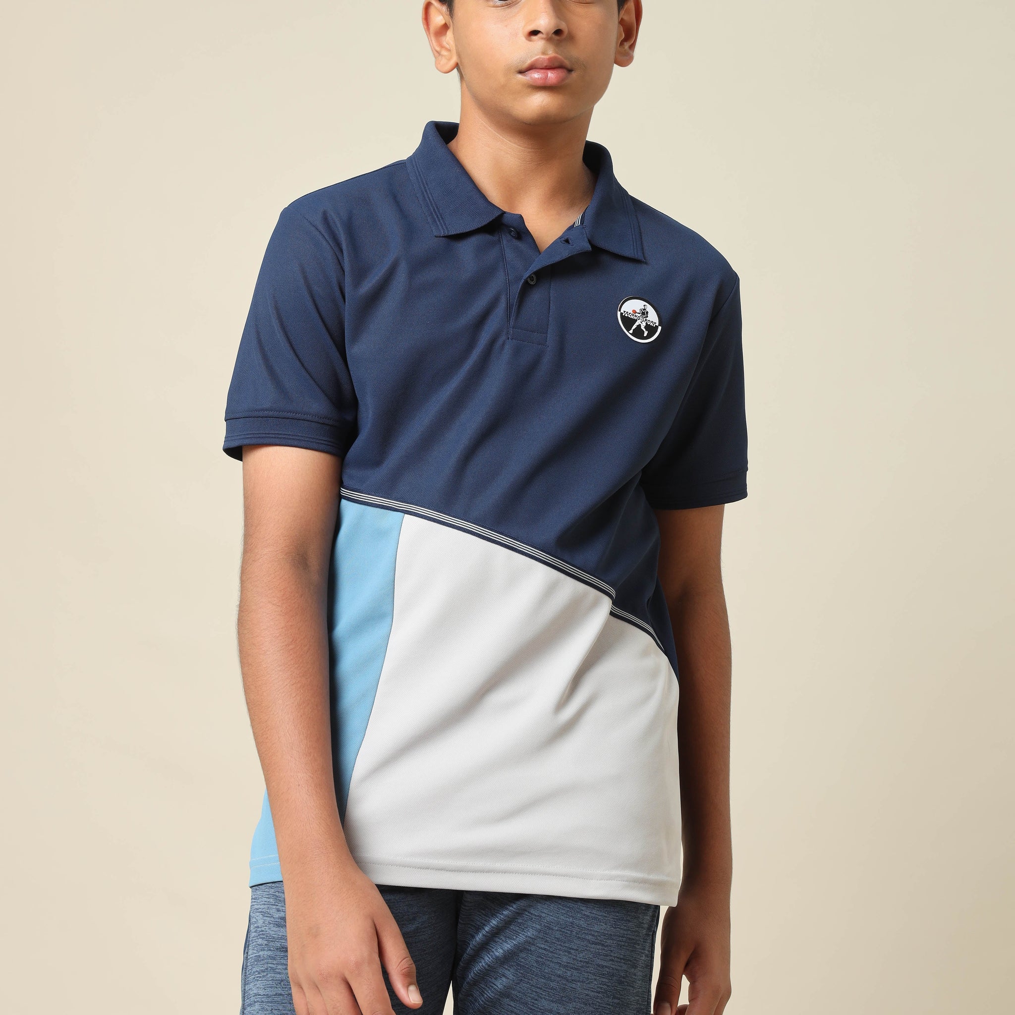 Boys Colorblock Slim Fit Polo T-shirt with MATPIQ