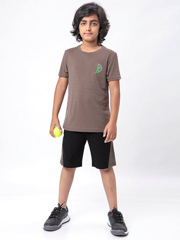 Boys Solid Slim Fit Crew Neck T-shirt with DOUBLE COOL