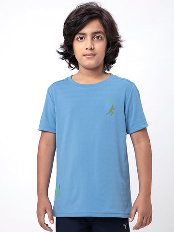 Boys Solid Slim Fit Crew Neck T-shirt with DOUBLE COOL