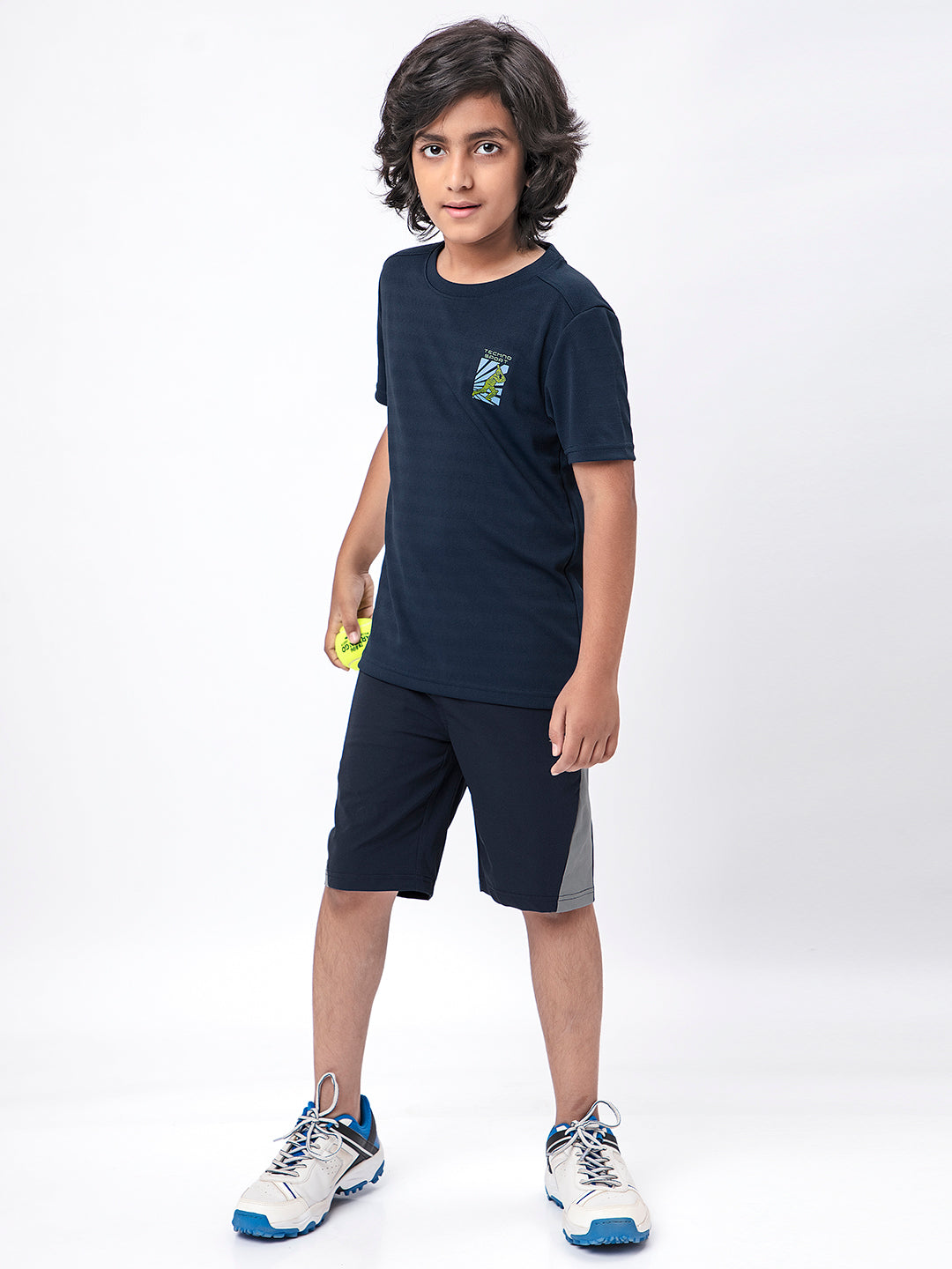 Boys Solid Slim Fit Crew Neck T-shirt with DOUBLE COOL