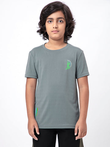 Boys Solid Slim Fit Crew Neck T-shirt with DOUBLE COOL