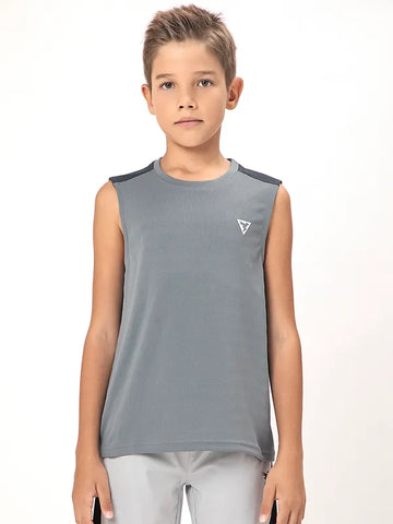 Boys Colorblock Slim Fit Crew Neck T-shirt with TECHNO COOL+