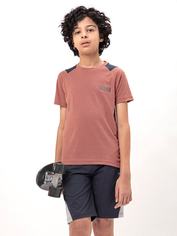 Boys Colorblock Slim Fit Crew Neck T-shirt with TECHNO COOL+