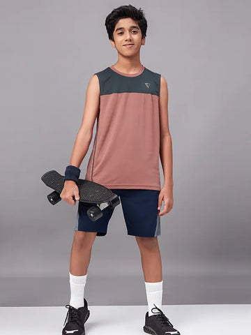 Boys Colorblock Slim Fit Crew Neck T-shirt with TECHNO GUARD