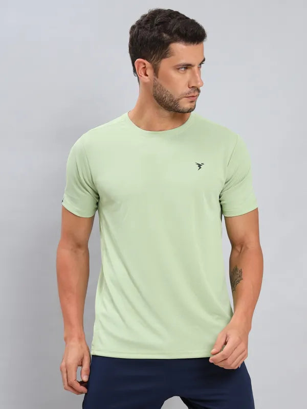 Men Solid Slim Fit Crew Neck T-shirt with TECHNO COOL+