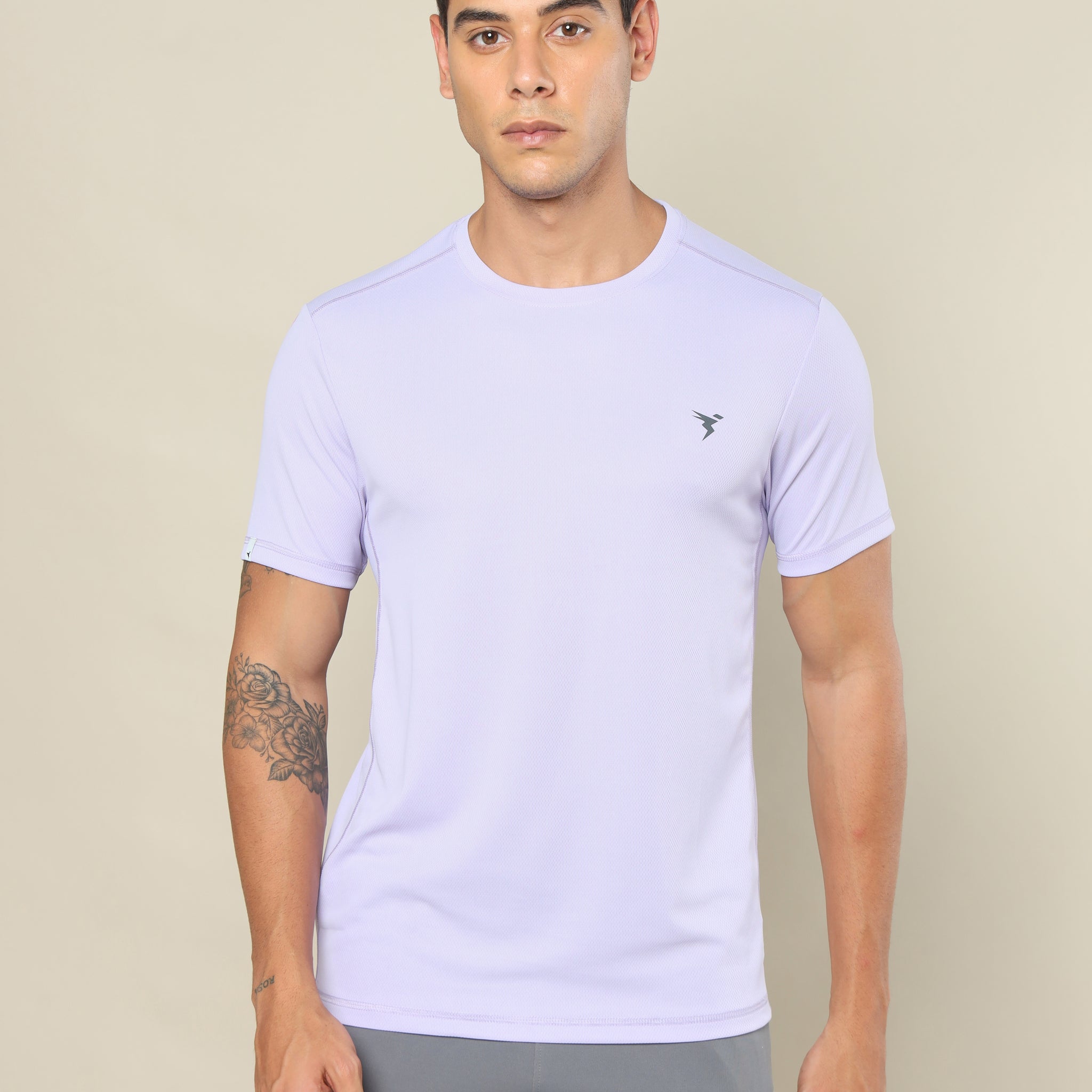 Men Solid Slim Fit Crew Neck T-shirt with TECHNO COOL+