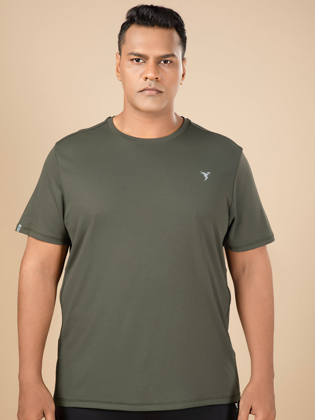 Men Plus Size Solid Active T-shirt with TECHNO COOL+