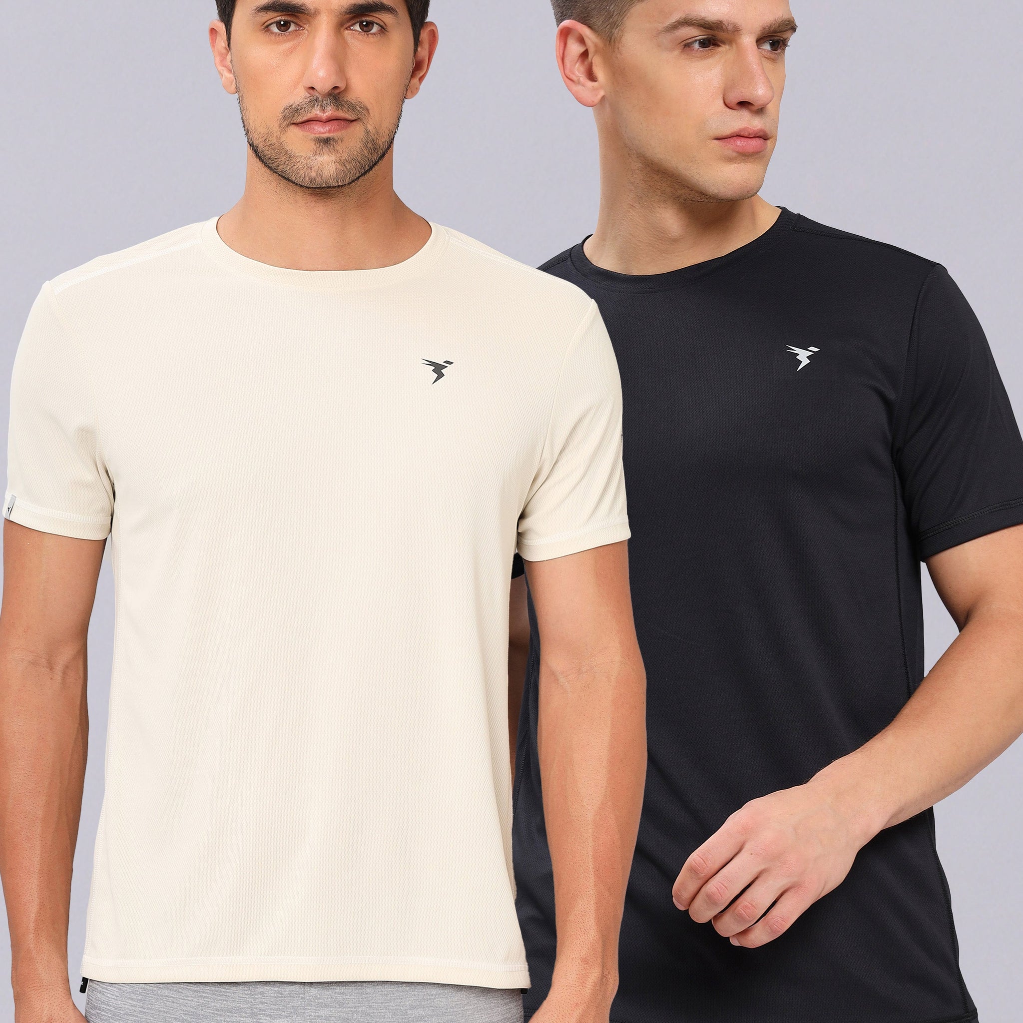 Men Solid Slim Fit Crew Neck T-shirt with TECHNO COOL+ (pack of 2)