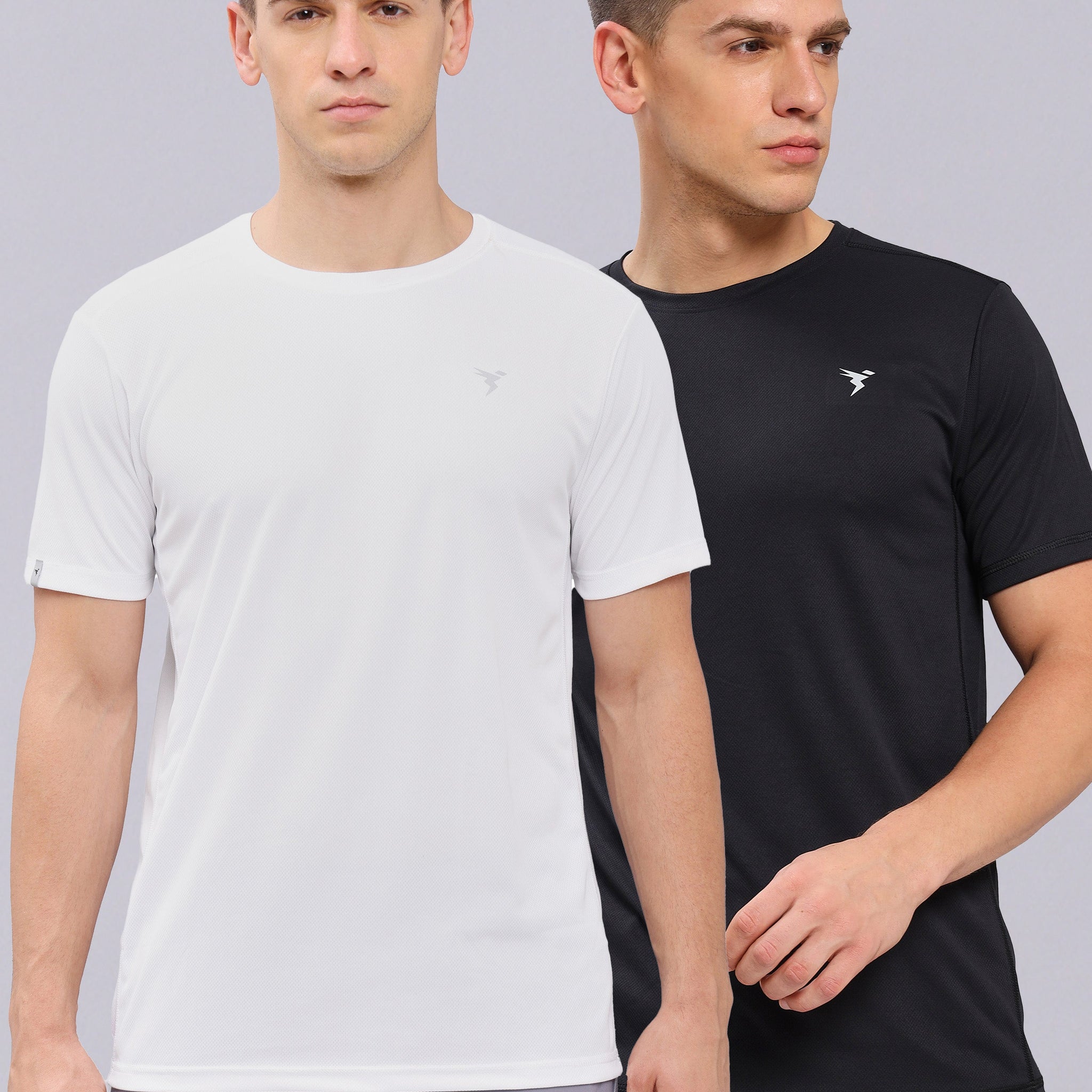 Men Solid Slim Fit Crew Neck T-shirt with TECHNO COOL+ (pack of 2)