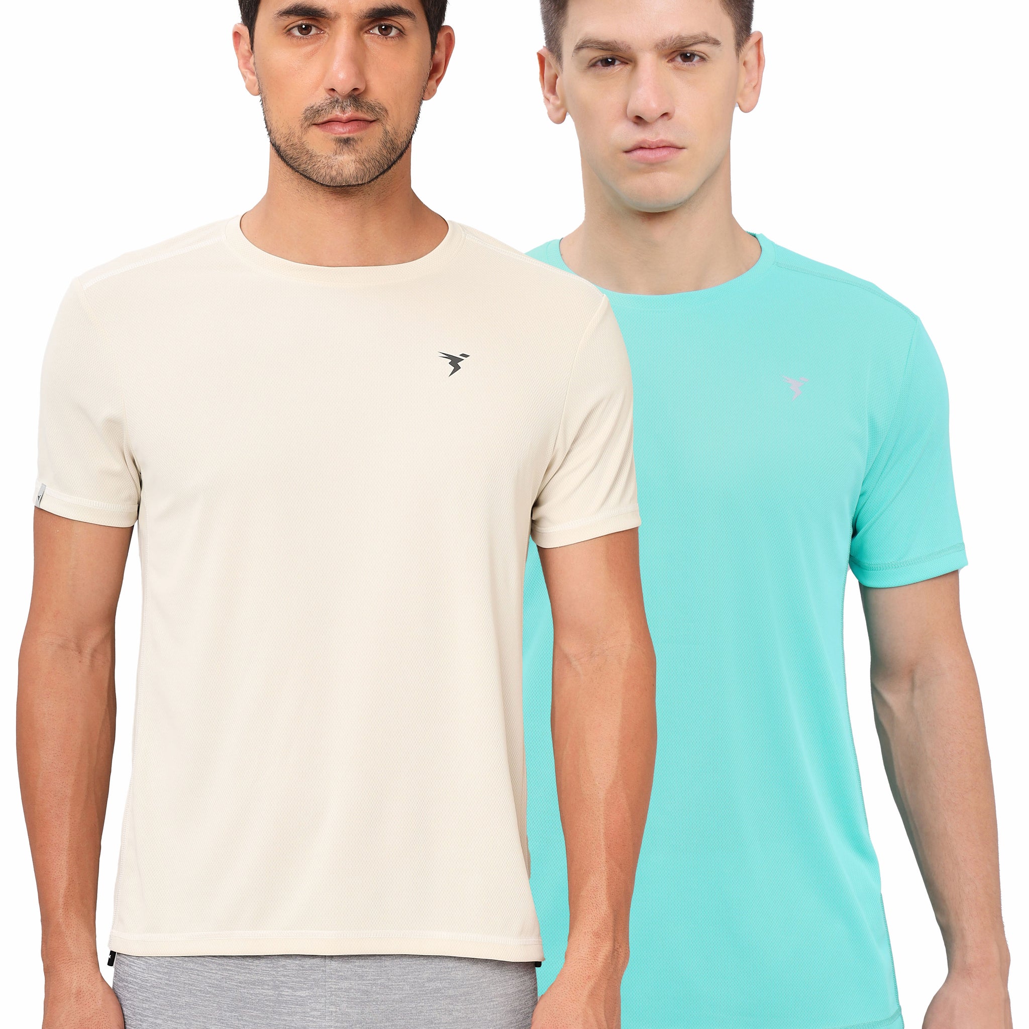 Men Solid Slim Fit Crew Neck T-shirt with TECHNO COOL+ (Pack of 2)