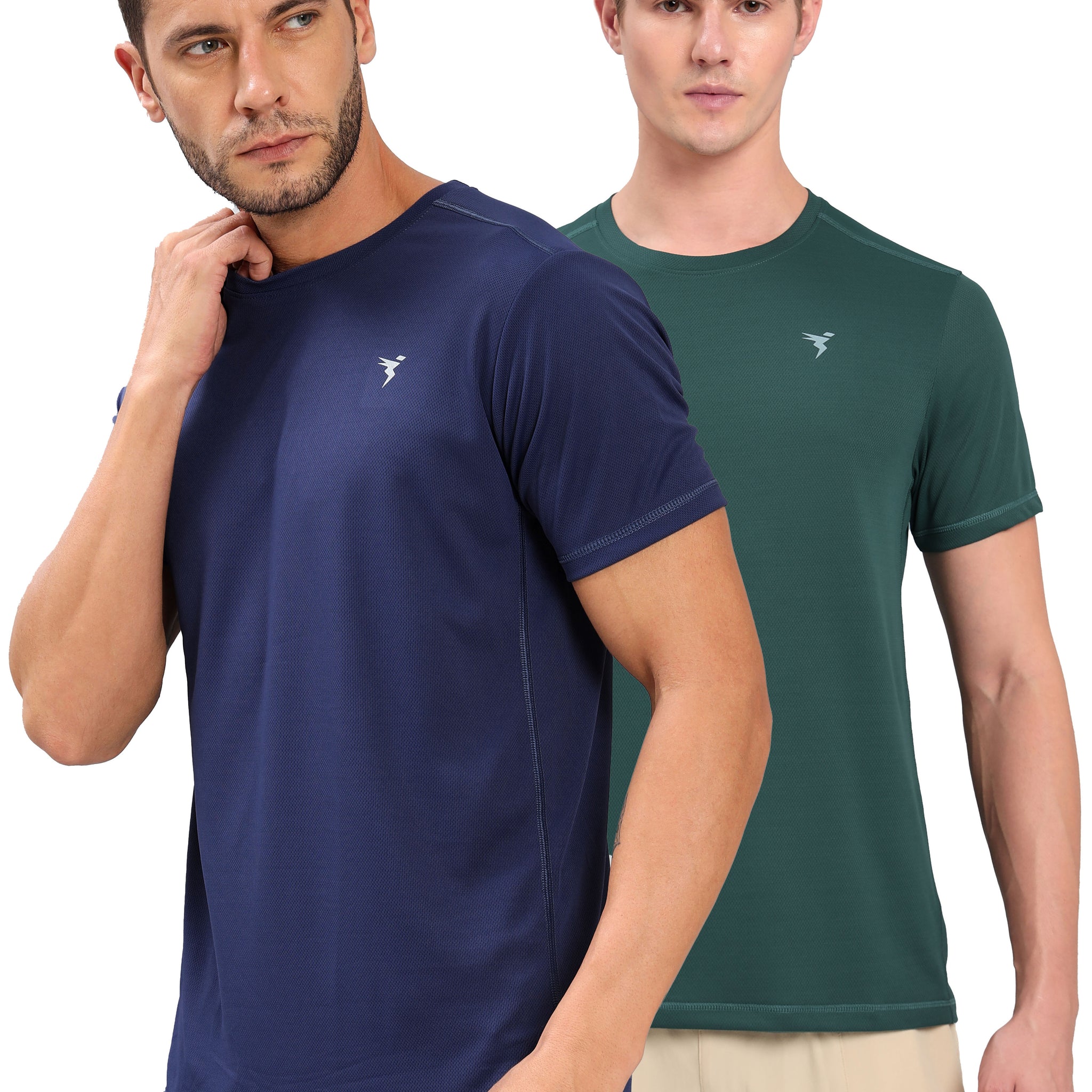 Men Solid Slim Fit Crew Neck T-shirt with TECHNO COOL+ (Pack of 2)