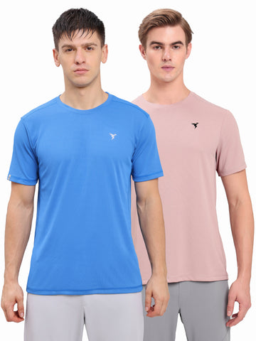 Men Solid Slim Fit Crew Neck T-shirt with TECHNO COOL+ (Pack of 2)