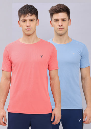 Men Solid Slim Fit Crew Neck T-shirt with TECHNO COOL+ (pack of 2)