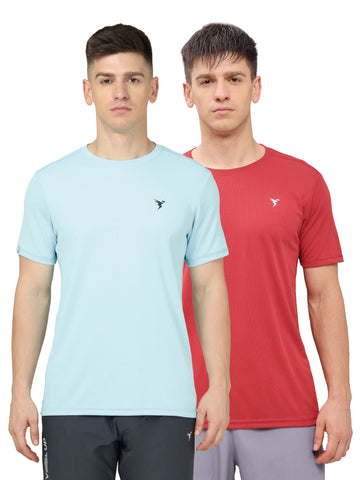 Men Solid Slim Fit Crew Neck T-shirt with TECHNO COOL+ (Pack of 2)