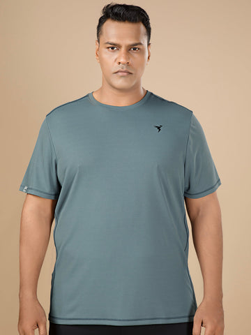 Men Plus Size Solid Active T-shirt with TECHNO COOL+