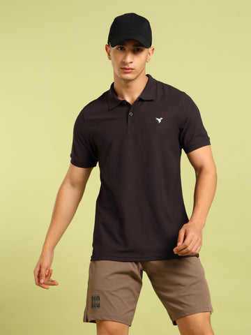 Men Solid Slim Fit Polo T-shirt with MATPIQ