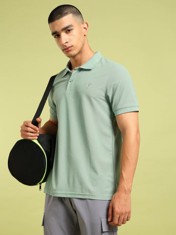 Men Solid Slim Fit Polo T-shirt with MATPIQ