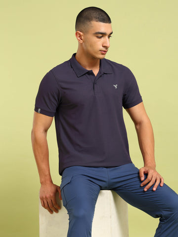 Men Solid Slim Fit Polo T-shirt with MATPIQ