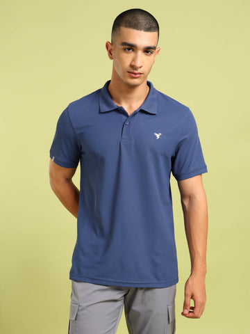 Men Solid Slim Fit Polo T-shirt with MATPIQ