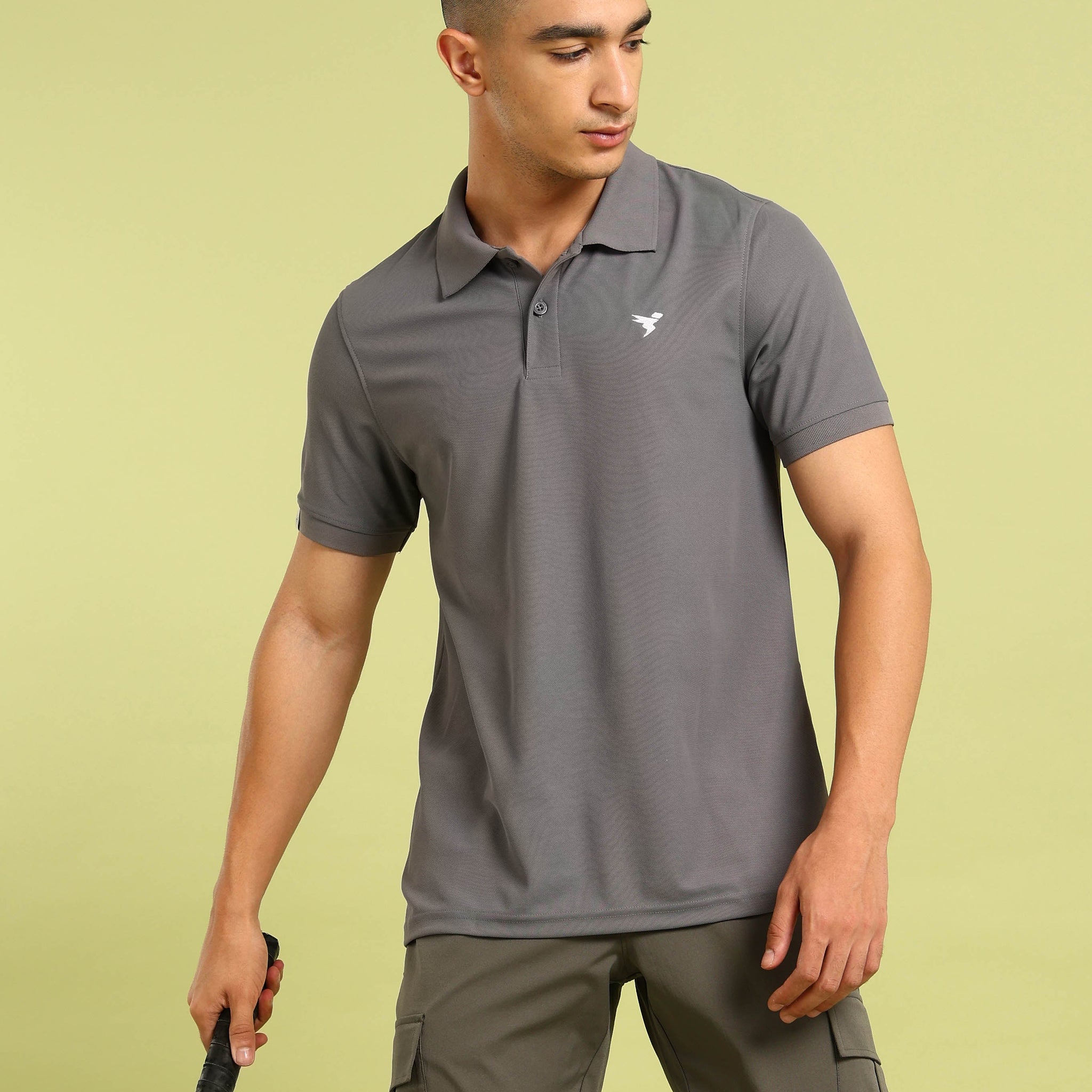 Men Solid Slim Fit Polo T-shirt with MATPIQ