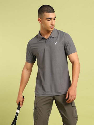 Men Solid Slim Fit Polo T-shirt with MATPIQ