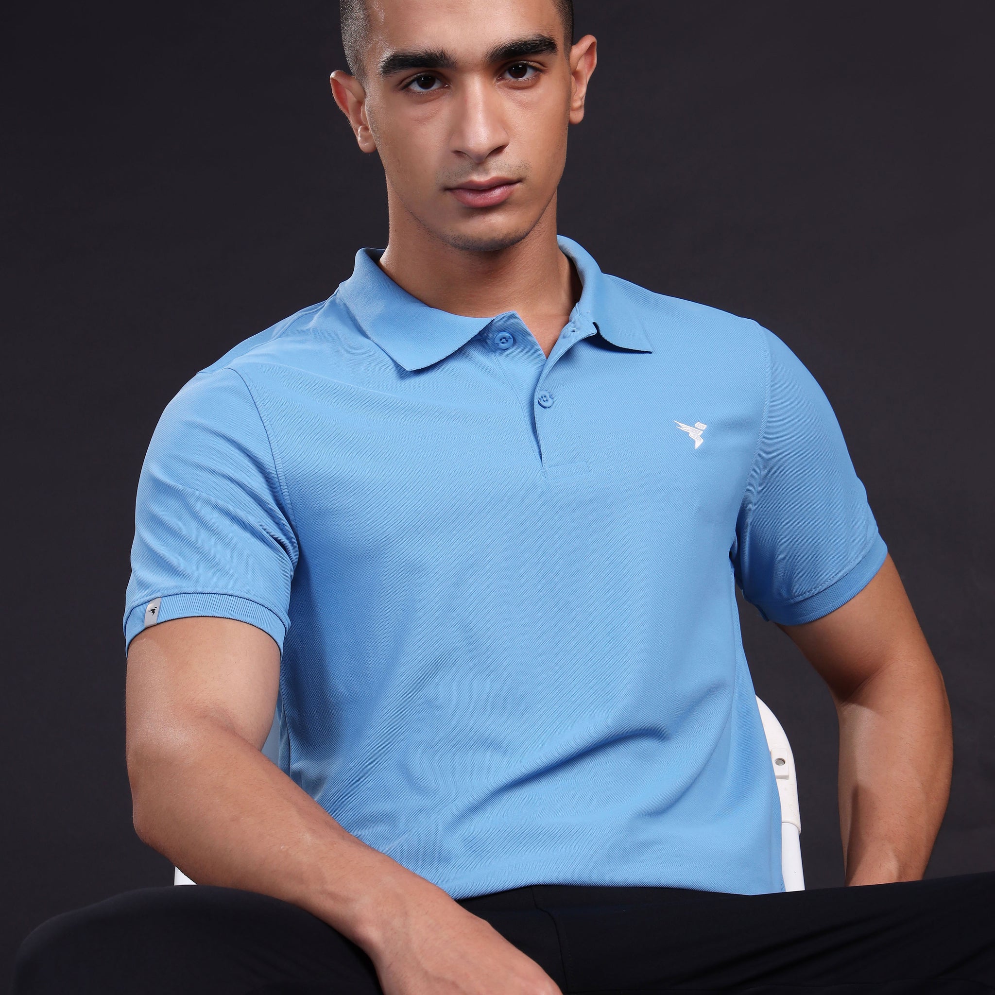 Men Solid Slim Fit Polo T-shirt with MATPIQ