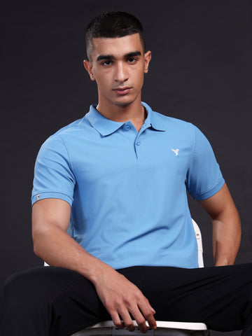 Men Solid Slim Fit Polo T-shirt with MATPIQ