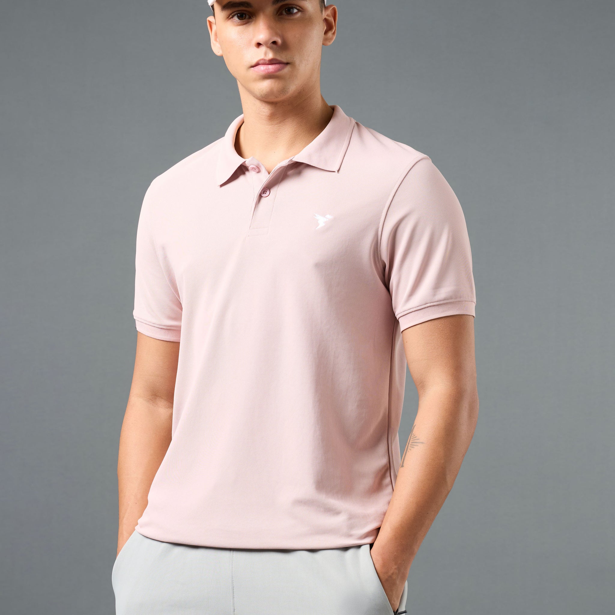 Men Solid Slim Fit Polo T-shirt with MATPIQ