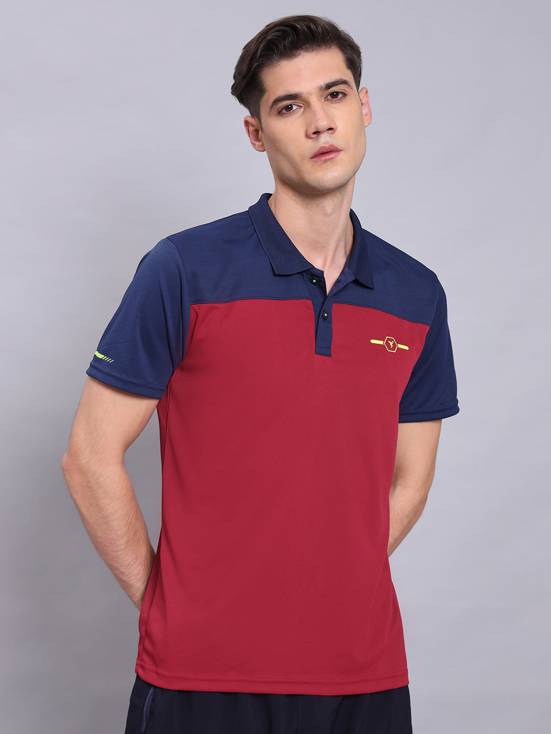 Men Colorblock Relax Fit Polo T-shirt with TECHNO COOL+