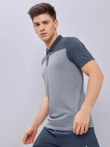 Men Colorblock Relax Fit Polo T-shirt with TECHNO COOL+