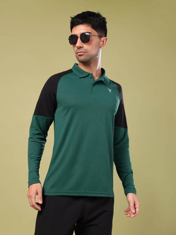 Men Colorblock Slim Fit Polo T-shirt with TECHNO COOL+