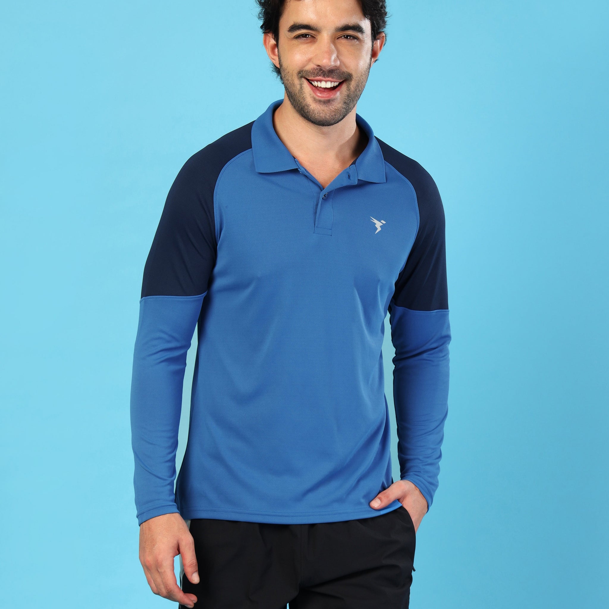 Men Colorblock Slim Fit Polo T-shirt with TECHNO COOL+