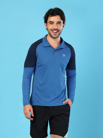 Men Colorblock Slim Fit Polo T-shirt with TECHNO COOL+