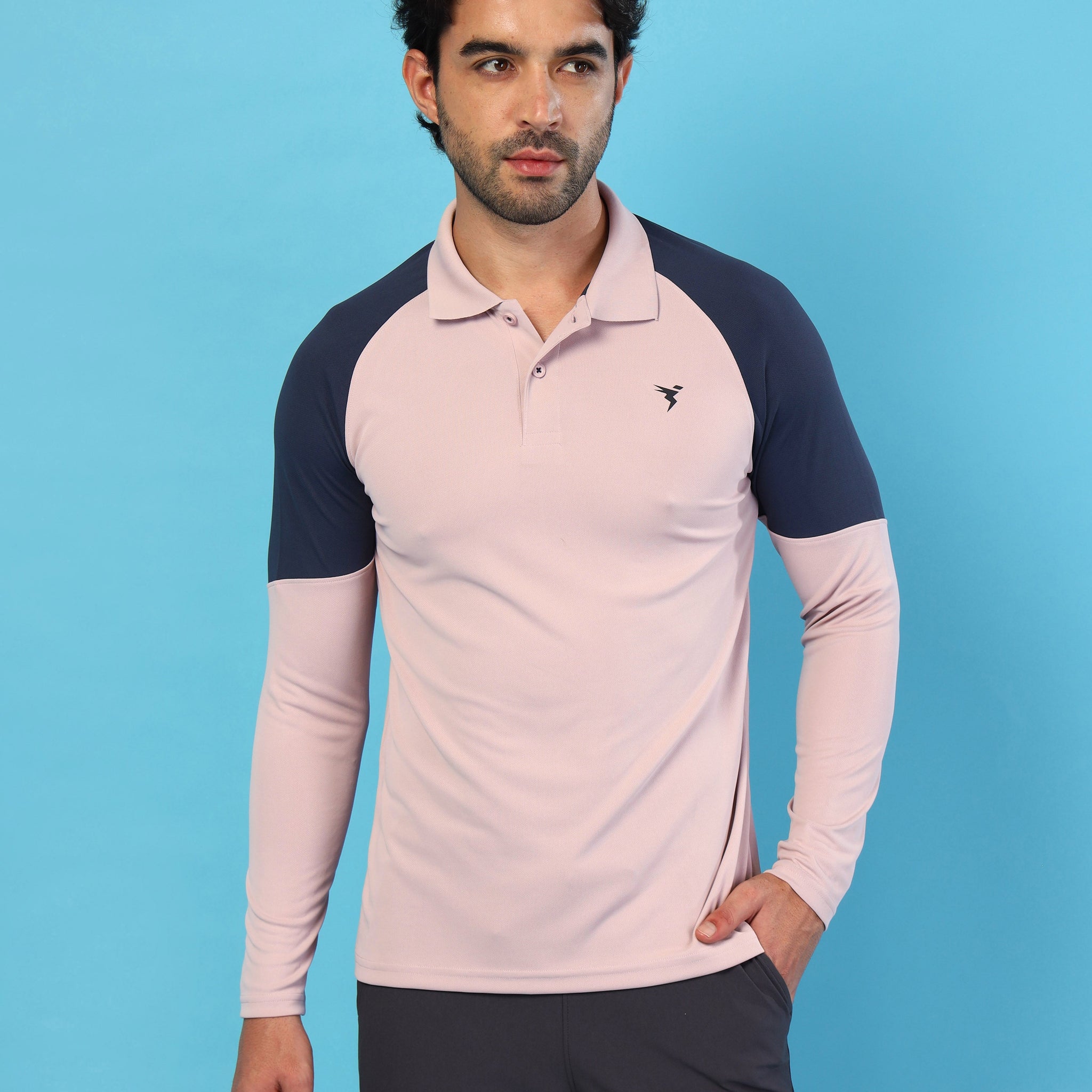 Men Colorblock Slim Fit Polo T-shirt with TECHNO COOL+