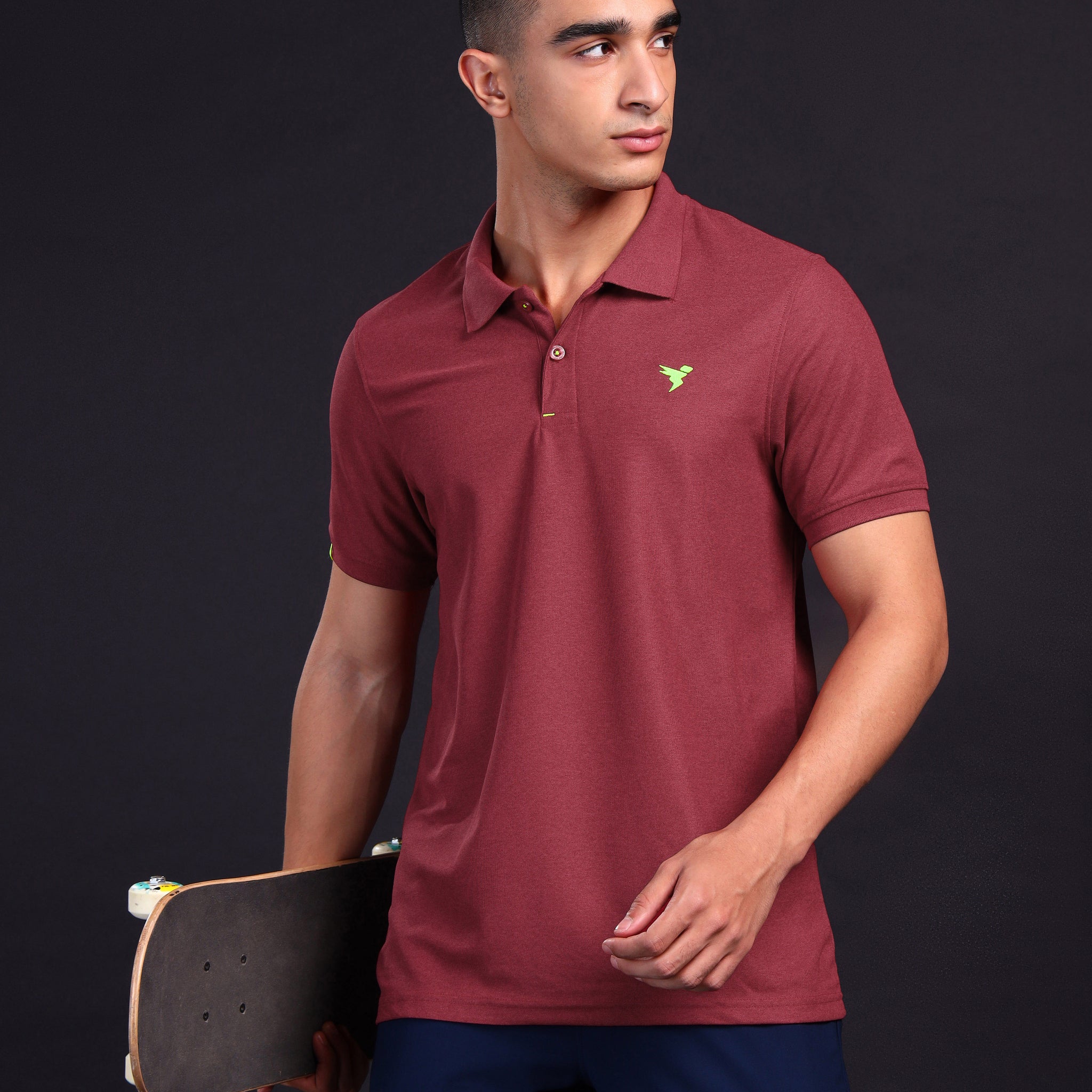 Men Solid Slim Fit Polo T-shirt with MATPIQ