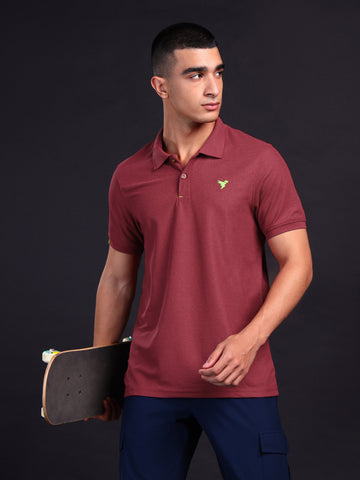 Men Solid Slim Fit Polo T-shirt with MATPIQ