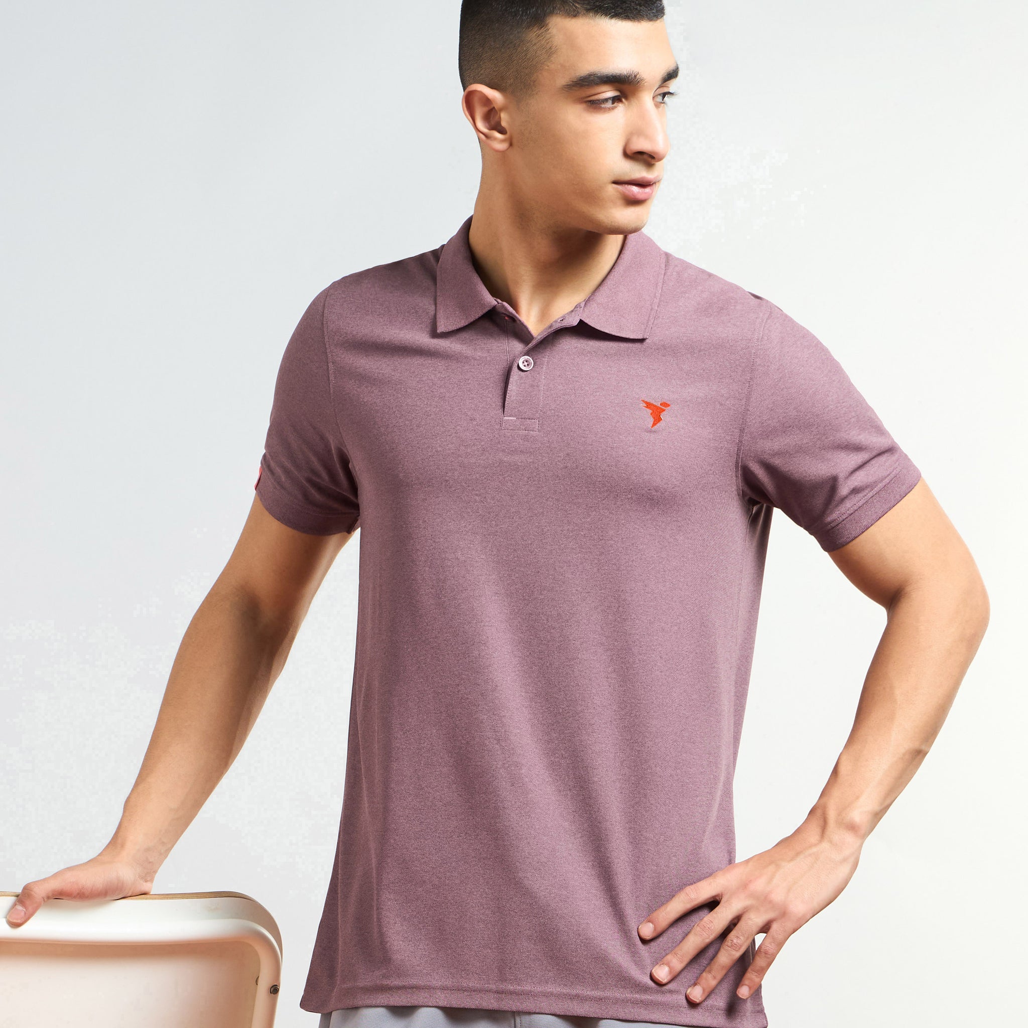 Men Solid Slim Fit Polo T-shirt with MATPIQ