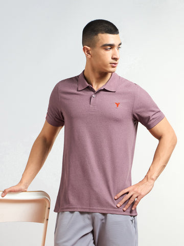 Men Solid Slim Fit Polo T-shirt with MATPIQ