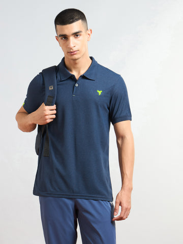 Men Solid Slim Fit Polo T-shirt with MATPIQ