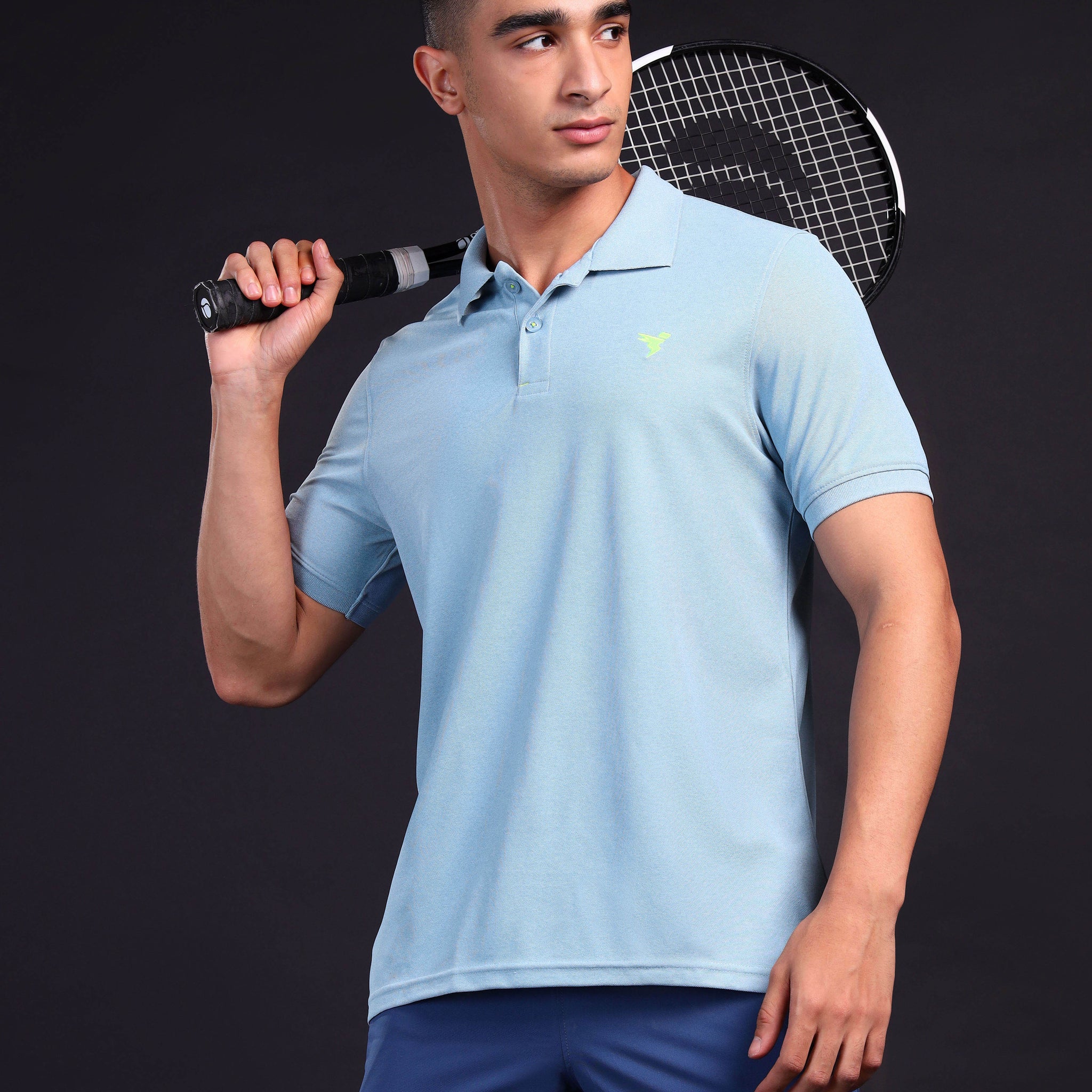 Men Solid Slim Fit Polo T-shirt with MATPIQ