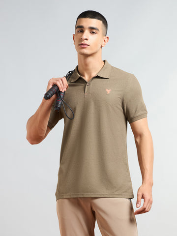 Men Solid Slim Fit Polo T-shirt with MATPIQ