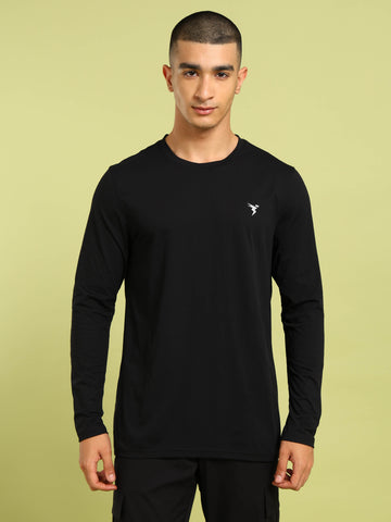 Men Solid Slim Fit Round Neck Sports T-shirt with COTFLEX