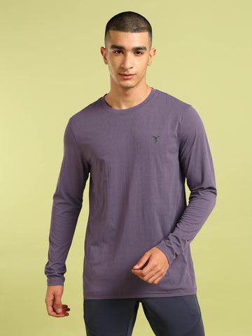 Men Solid Slim Fit Round Neck Sports T-shirt with COTFLEX