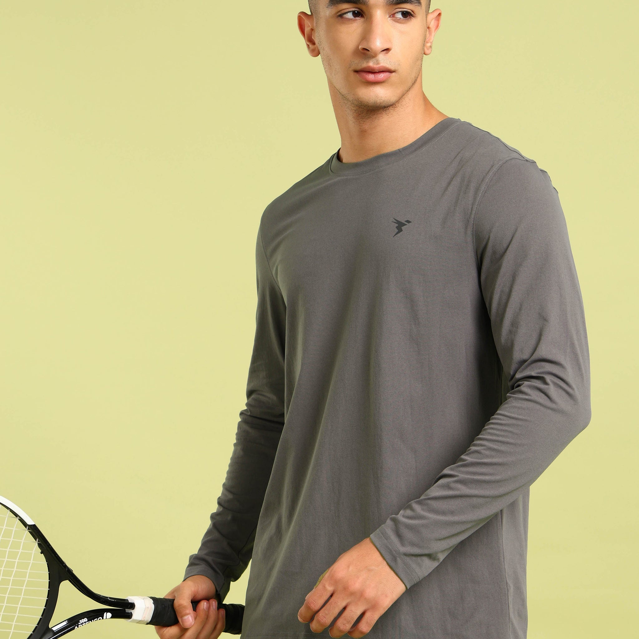 Men Solid Slim Fit Round Neck Sports T-shirt with COTFLEX