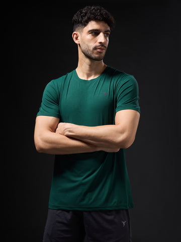 Men Solid Slim Fit Crew Neck T-shirt with COTFLEX