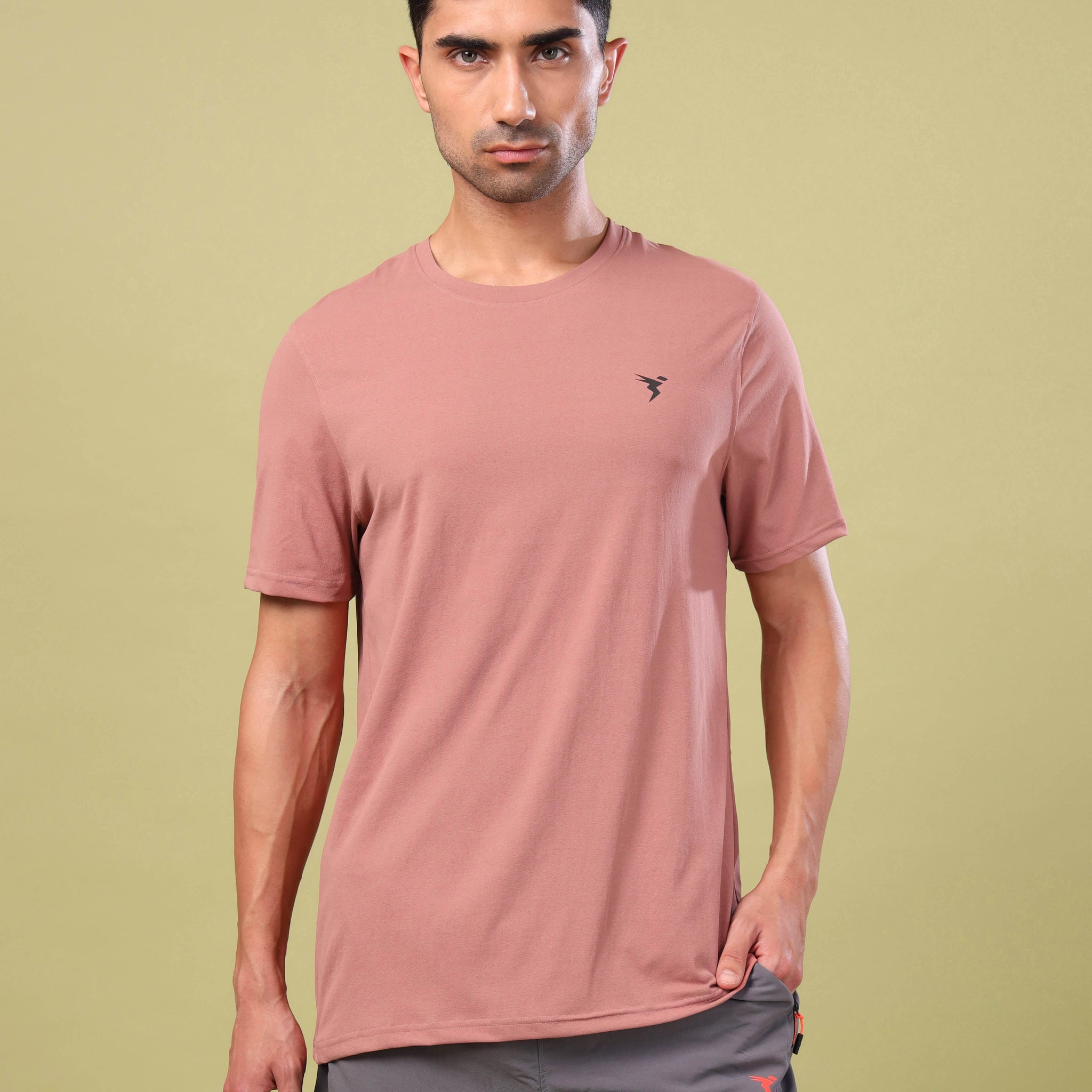 Men Solid Slim Fit Crew Neck T-shirt with COTFLEX